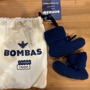 Bombas Dark Blue Baby Bow Gripper Slipper Booties